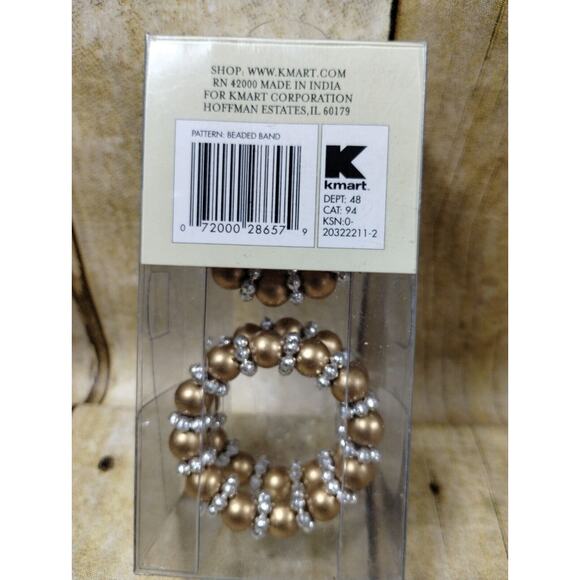 Silver Gold Beaded Napkin Holders Set of 6 Bling Table Decor Rings - Picture 5 of 5